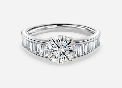 Estelle Classic Round Cut Unique Engagement Ring - 1.0ct+. D & VVS2