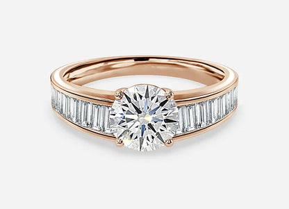 Estelle Classic Round Cut Unique Engagement Ring - 1.0ct+. D & VVS2