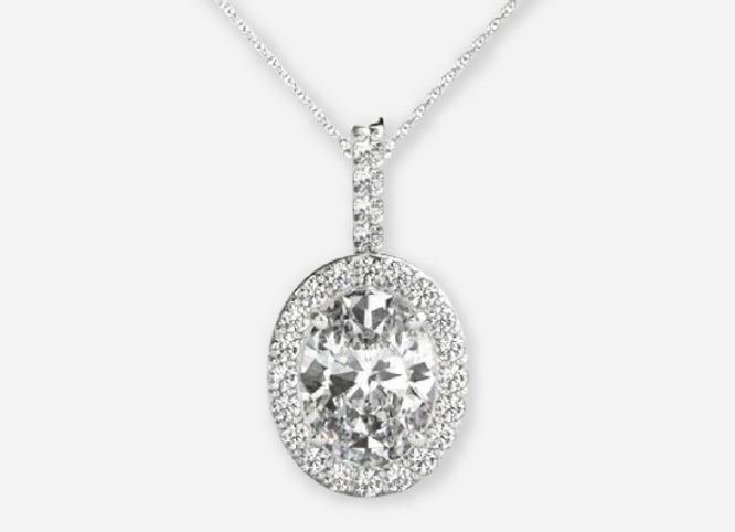 izar oval lab diamond halo pendant