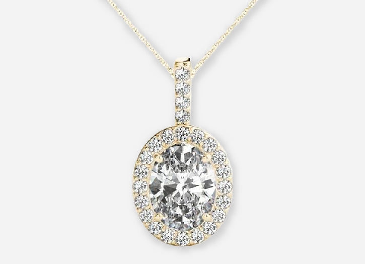 izar oval lab diamond halo pendant