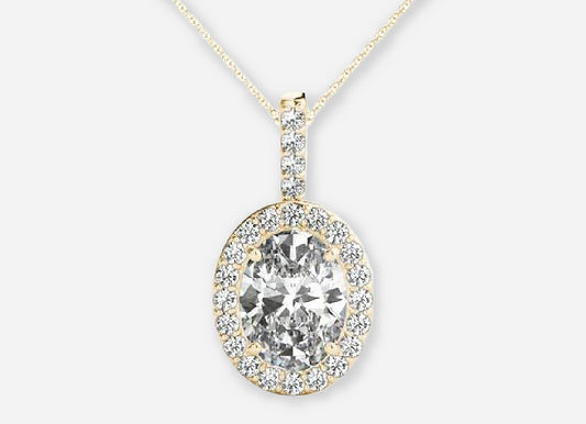 Izar Oval Lab Diamond Halo Pendant