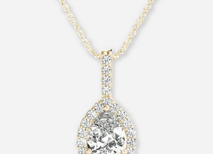 Izar Pear Lab Diamond Halo Pendant