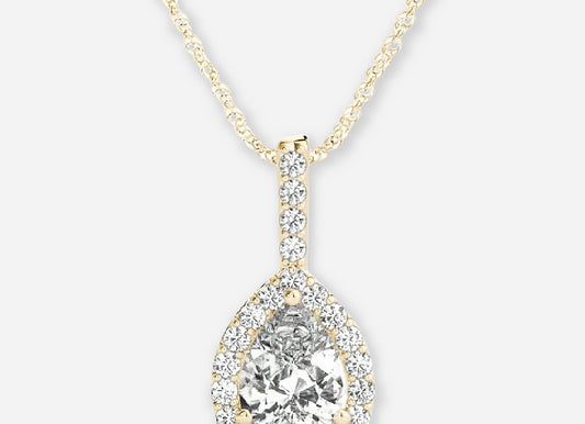 Izar Pear Lab Diamond Halo Pendant
