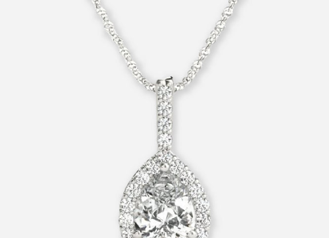 izar pear lab diamond halo pendant