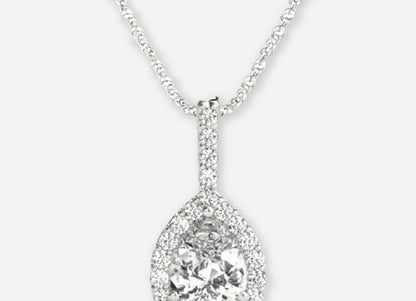 Izar Pear Lab Diamond Halo Pendant