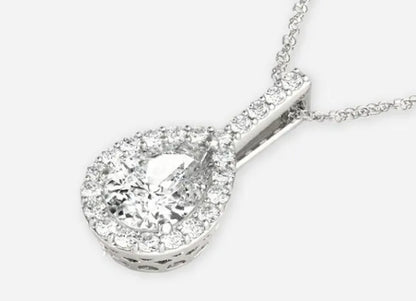 Izar Pear Lab Diamond Halo Pendant