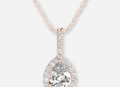 Izar Pear Lab Diamond Halo Pendant