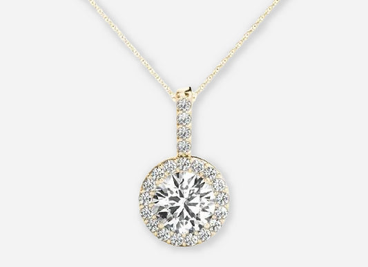 Izar Round Lab Diamond Halo Pendant