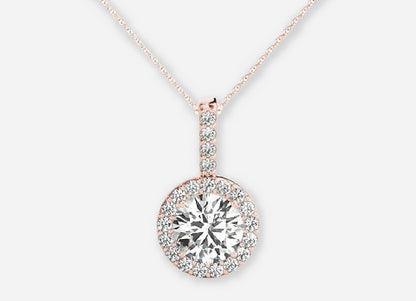 Izar Round Lab Diamond Halo Pendant