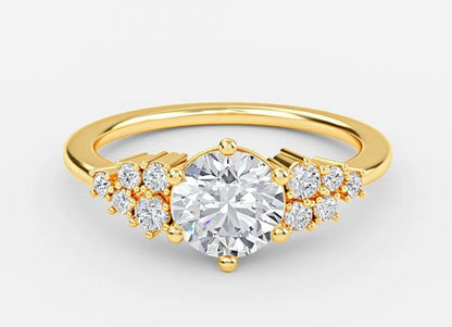 Jade Classic Round Cut Cluster Engagement Ring - 1.0ct+. D & VVS2