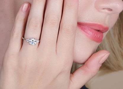 Jade Classic Round Cut Cluster Engagement Ring - 1.0ct+. D & VVS2