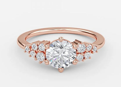 Jade Classic Round Cut Cluster Engagement Ring - 1.0ct+. D & VVS2