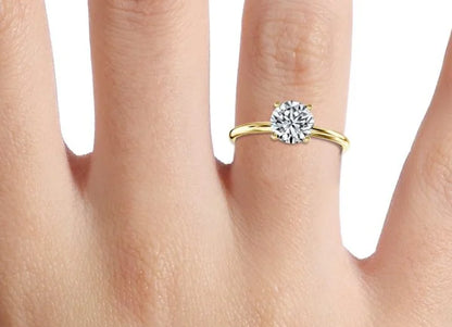 Luna Classic Round Cut Solitaire Engagement Ring - 1.0ct+. D & VVS2
