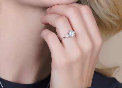 Radiance Classic Round Cut Three Stone Engagement Ring - 1.0ct+. D & VVS2