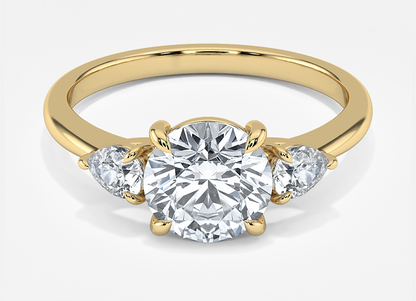Radiance Classic Round Cut Three Stone Engagement Ring - 1.0ct+. D & VVS2