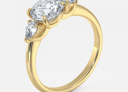 Radiance Classic Round Cut Three Stone Engagement Ring - 1.0ct+. D & VVS2