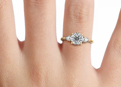 Radiance Classic Round Cut Three Stone Engagement Ring - 1.0ct+. D & VVS2