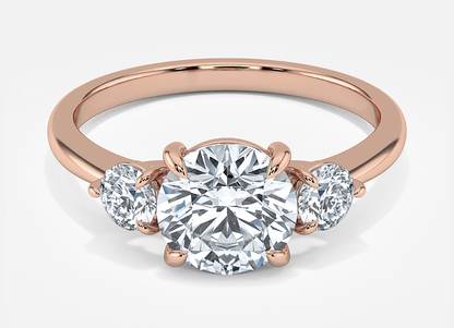 Radiance Classic Round Cut Three Stone Engagement Ring - 1.0ct+. D & VVS2