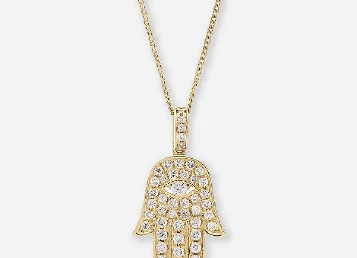 rosalind lab diamond hamsa hand pendant