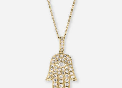 Rosalind Lab Diamond Hamsa Hand Pendant