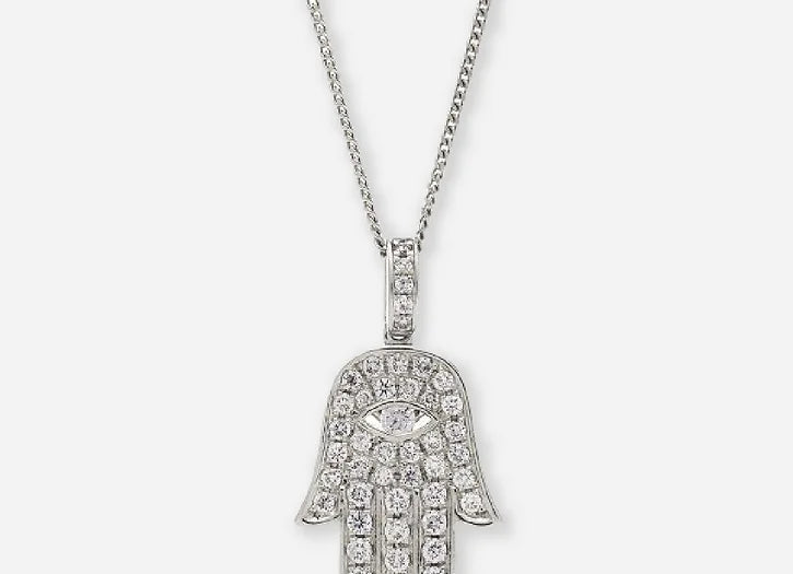 rosalind lab diamond hamsa hand pendant