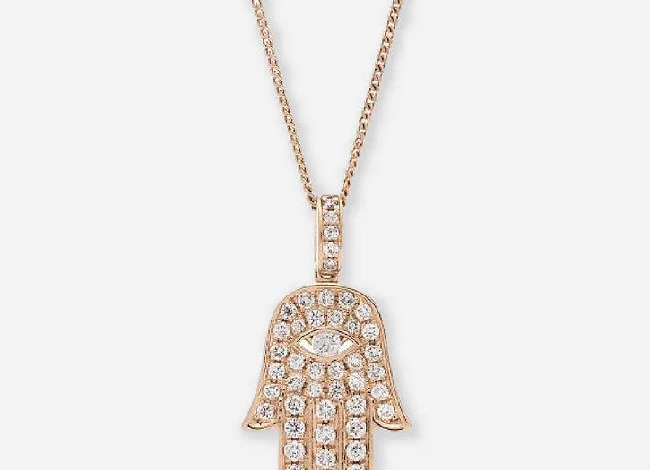 rosalind lab diamond hamsa hand pendant