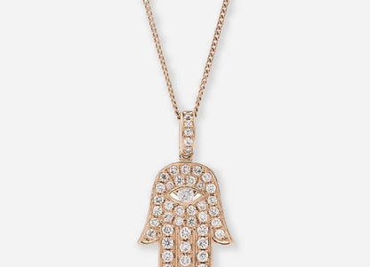 Rosalind Lab Diamond Hamsa Hand Pendant