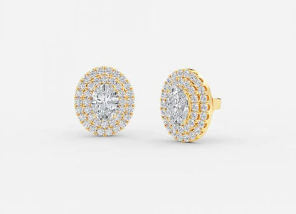 Selene Oval Lab Grown Diamond Double Halo Earrings