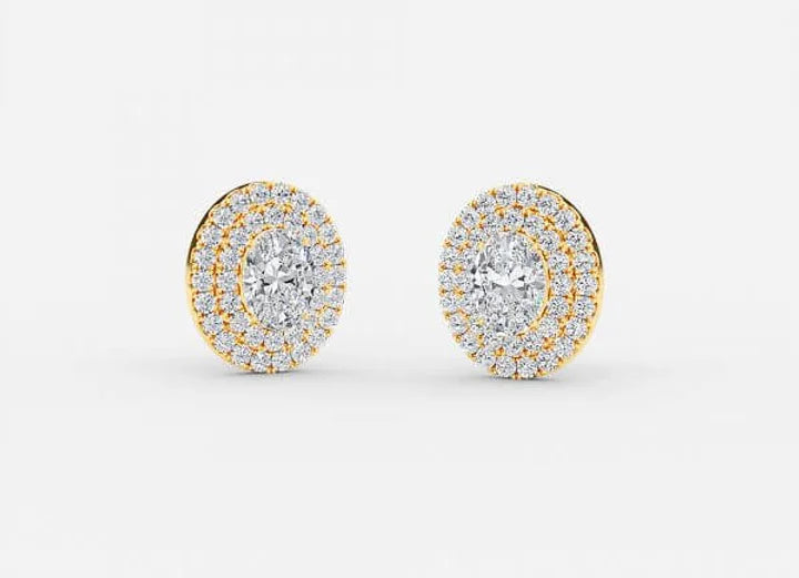 selene oval lab grown diamond double halo earrings