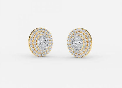Selene Oval Lab Grown Diamond Double Halo Earrings