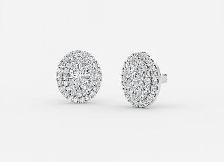 selene oval lab grown diamond double halo earrings