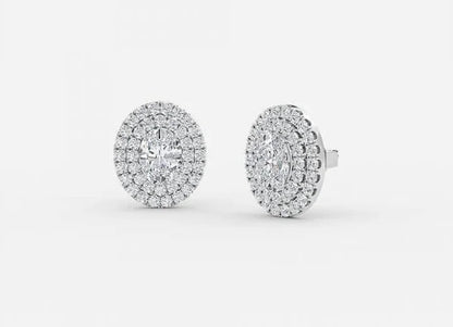 Selene Oval Lab Grown Diamond Double Halo Earrings