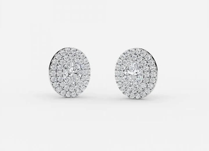 selene oval lab grown diamond double halo earrings