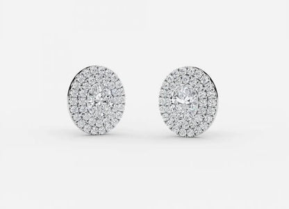 Selene Oval Lab Grown Diamond Double Halo Earrings