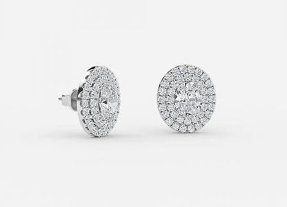 Selene Oval Lab Grown Diamond Double Halo Earrings