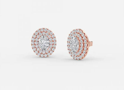 Selene Oval Lab Grown Diamond Double Halo Earrings