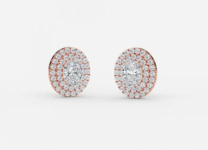 Selene Oval Lab Grown Diamond Double Halo Earrings