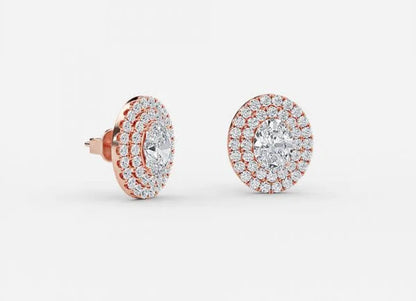 Selene Oval Lab Grown Diamond Double Halo Earrings