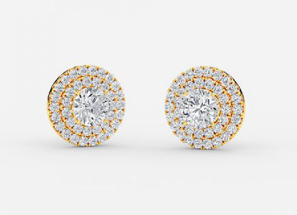 Selene Round Lab Grown Diamond Double Halo Earrings