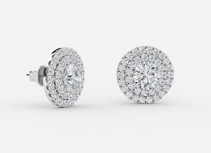 Selene Round Lab Grown Diamond Double Halo Earrings