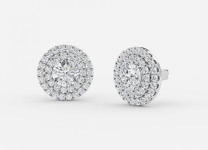 Selene Round Lab Grown Diamond Double Halo Earrings