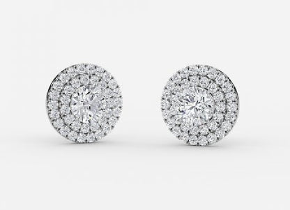 Selene Round Lab Grown Diamond Double Halo Earrings