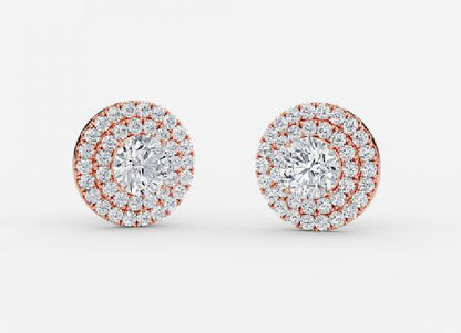 Selene Round Lab Grown Diamond Double Halo Earrings