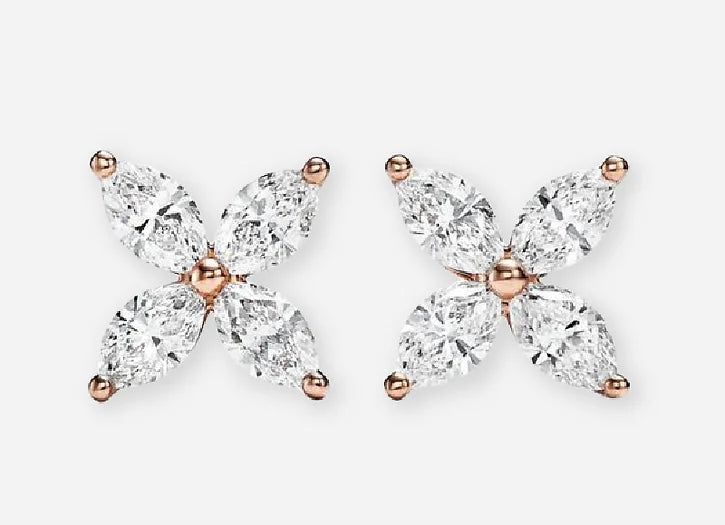 ursa marquise diamond floral leaf cluster stud earrings