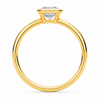 Rear view of an emerald-cut lab-grown diamond bezel-set solitaire engagement ring in yellow gold