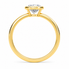 Rear view of an oval-cut lab-grown diamond bezel-set solitaire engagement ring in yellow gold
