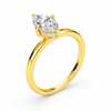 Rear view of a marquise-cut lab-grown diamond hidden halo engagement ring in yellow gold
