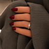 Radiant-cut lab-grown diamond hidden halo pavé engagement ring lifestyle close-up