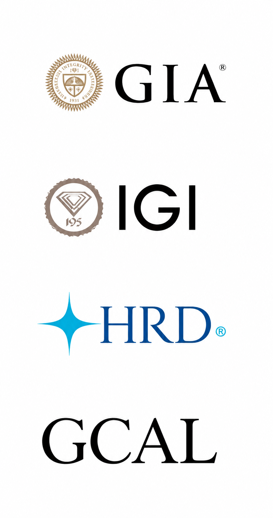 GIA, IGI, HRD, GCAL